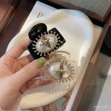 Presilha de cabelo retrô com pérolas, elegante e delicada, estilo coreano, para a parte de trás da cabeça e franja, aces