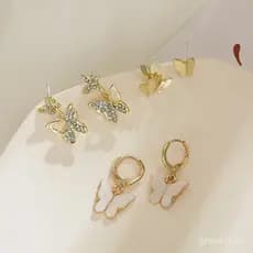 Brincos de borboleta em prata 925, estilo fresco e delicado, brincos versáteis de estilo campestre para mulheres, design