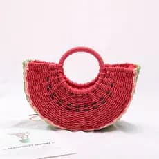 Bolsa de praia para férias à beira-mar, bolsa de palha de verão, bolsa feminina fofa com estampa de melancia, nova bolsa