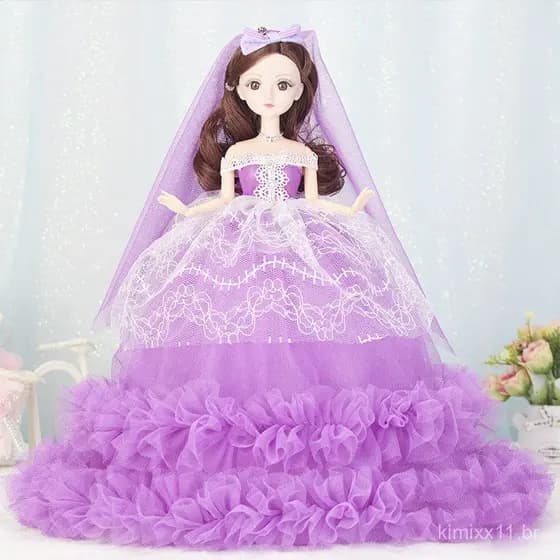 Boneca de simulação de vestido de noiva de 45cm, acessório para brincadeiras de faz de conta, decoração, presente de ani