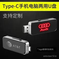 Pen drive USB metálico luminoso de 32GB do fabricante, adequado para telefones Huawei, pen drive USB com gravação, pen d