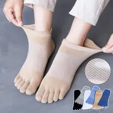 Meias masculinas de algodão com cinco dedos, meias curtas de algodão para o verão, meias finas de malha respirável, meia