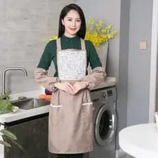 Avental de moda estilo coreano, vestido de princesa fofo, avental de camada única, avental de cozinha elegante de dupla
