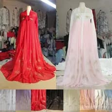 Tecido de Chiffon Tencel 30D com Flores Bordadas para Vestidos Femininos Hanfu e Moda