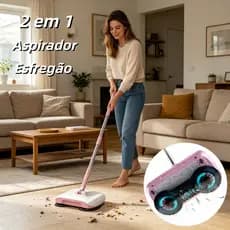 Varredora De Piso Não Elétrica Tipo Push 2 Em 1 - Vassoura Manual, Varredor De Carpetes E Pisos
