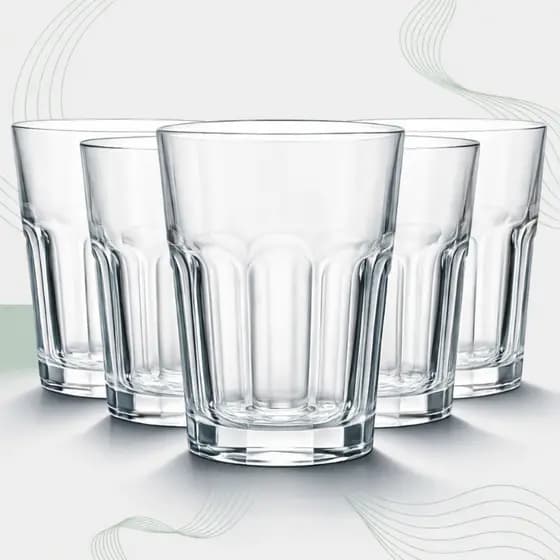 Jogo Copos de Vidro 350ml| Copo Elegante| Água Suco Drink |Transparente