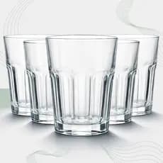 Jogo Copos de Vidro 350ml| Copo Elegante| Água Suco Drink |Transparente