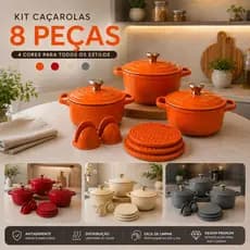 Conjunto Panelas Caçarolas Cerâmica kit 8 Peças Antiaderente Fogão gas Indução vidroceramico premium modernaa