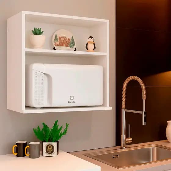 Suporte Para Microondas Forno Elétrico Com Prateleira Superior MDF Branco