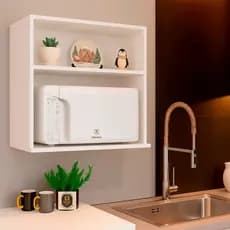 Suporte Para Microondas Forno Elétrico Com Prateleira Superior MDF Branco