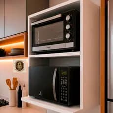 Prateleira Nicho Suporte Para Microondas e Forno Elétrico - 100% Mdf Branco