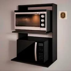 Prateleira Suporte Nicho Microondas Forno Elétrico  - MDF Preto