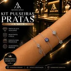Kit 3 Pulseiras Prata Dourada Feminina Luxo Pingentes Delicados Estilo Premium