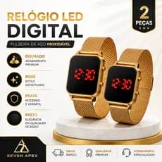Kit 2 Relógios LED Digital Feminino Magnético Premium Moderno Luxo
