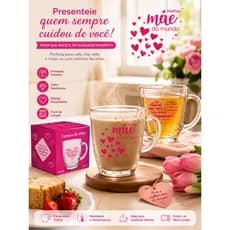 Caneca de Vidro Decorada 350ml - Presente especial
