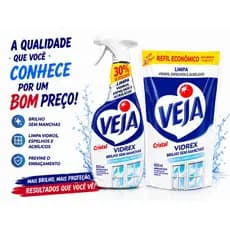 Limpa Vidros Veja Vidrex Cristal - Brilho Sem Manchas  Espelhos e Acrílicos