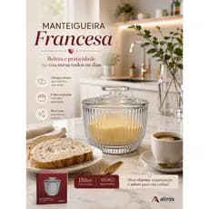 Manteigueira Francesa de Vidro Transparente 150ml – Elegância e Praticidade