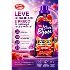 Amaciante Concentrado 500ml - Bom Bril Mon Bijou - Rende 25 lavagens