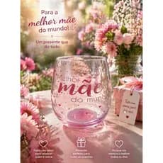 Copo de Vidro Transparente 480ml com Estampa Melhor Mãe do Mundo