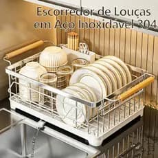 Escorredor de Louças em Aço Carbono para Cozinha Organizador de Pratos, Tigelas e Talheres