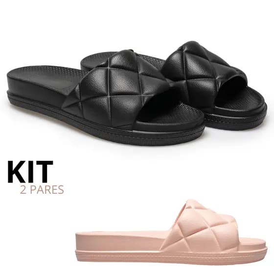 Kit 1 e 2 Pares Chinelo Delicado Slide Feminino