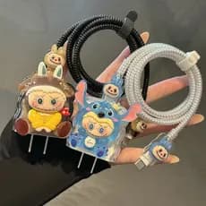 Labubu desenhos animados4 Unidades De Cabo De Carregador E Kit Protetor De Adaptador Proteção