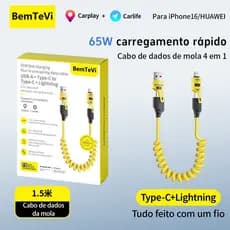 Cabo de Caro para iPhone/Samsung/Motolora 4 Em 1 USB Tipo C Rápido Telescópico De Tração De Mola