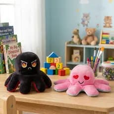 Polvo de Pelúcia Reversível Polvinho Bipolar Feliz Bravo Brinquedo Raiva Presente Dupla Face Fogo