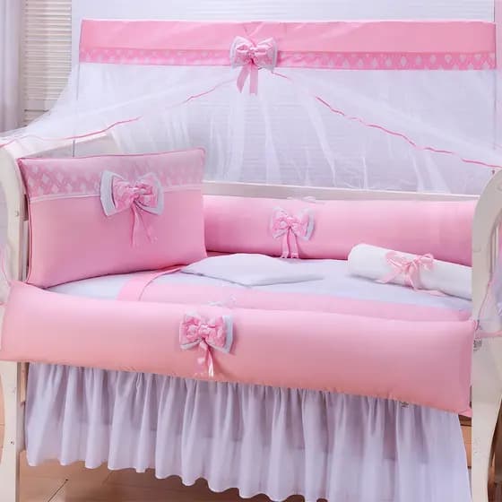 Kit Protetor Berço Padrão Americano Micropercal 200 Fios Quarto de Bebê Luxo Menino Menina