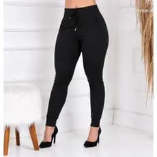 Calça Feminina canelada Cintura Alta jogger frio elastano