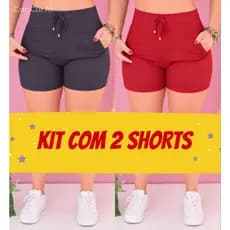Kit 2 shorts feminino. short com bolso. short cintura alta. short canelado. short com elastano