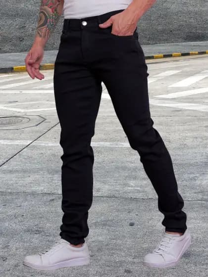 Jeans Masculino Zíper Lycra Jeans Stretch Fabricantes Preços Especiais Venda Direta Cor Preto Escuro Claro Medio