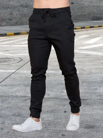 Calça Jogger Masculina Jeans e Sarja Slim com Elastico Ajustável Punho Elástico Streetwear