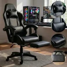 Cadeira Gamer Giratória Ergonômica Reclinável com Apoio de Pés para Jogos e Trabalho
