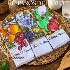 Kit Panos De Prato Estampado Sortidos 75x45cm Kit 05 ou 10 peças Extra Absorção
