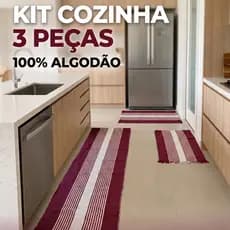 Jogo Tapete de Cozinha 3 - Kit 1 Passadeira + 2 Tapetes 4 Algodão Decoração Moderna