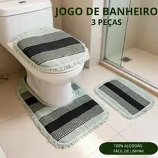 Jogo De Tapetes Para Banheiro 3 Peças 100% Algodão Decorativo Seca Rápido