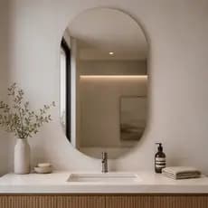 Espelho Mirano Berlim 80x60cm Lapidado Oval Grande Moderno Banheiro Lavabo Quarto Parede Decorativo