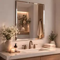 Espelho Mirano Paris 80x60cm Bisotê Grande Moderno Banheiro Lavabo Quarto Parede Decorativo Luxo