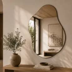 Espelho Mirano Orgânico Monaco 80x60cm Lapidado Grande Moderno Banheiro Lavabo Quarto Parede Luxo