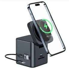 Hub USB-C Multifuncional 9 em 1 com Carga Magnética 15W – Leve e Prático