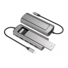 Dock USB-C 6 em 1 com Case para SSD M.2, Hub USB 3.0, HDMI 4K e Leitor de Cartões - Compatível com MacBook, Notebook ePC