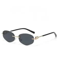 Óculos de Sol Oval Retrô para Mulheres, Sem Armação, Proteção UV400, Lentes Gradientes para Uso Externo