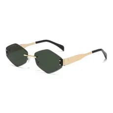 Óculos de Proteção Femininos da Moda, Armação Pequena, Óculos de Sol Poligonais UV400, Óculos de Metal para Mulheres---&