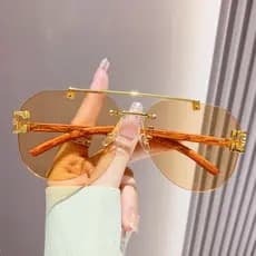 Fashion Rimless Pilot Sunglasses Men Square Driving Eyewear Women Outdoor Driving Eyeglasses Sun Glasses UV400**--**-&