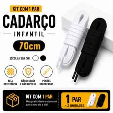 Cadarço Infantil 70cm Chato Poliéster 1 Par Reposição Para Tênis 9mm