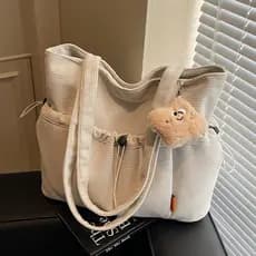 Bolsa de Veludo Feminina de Verão 2025, Bolsa de Ombro Casual Versátil, Grande Capacidade, Bolsa de Mão para o Dia a Dia