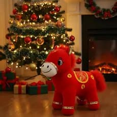 10in Cavalo De Pelúcia Brinquedo Animal Do Zodíaco Chinês Decoração De Ano Novo Para Presente Escolar De Escritório Em C