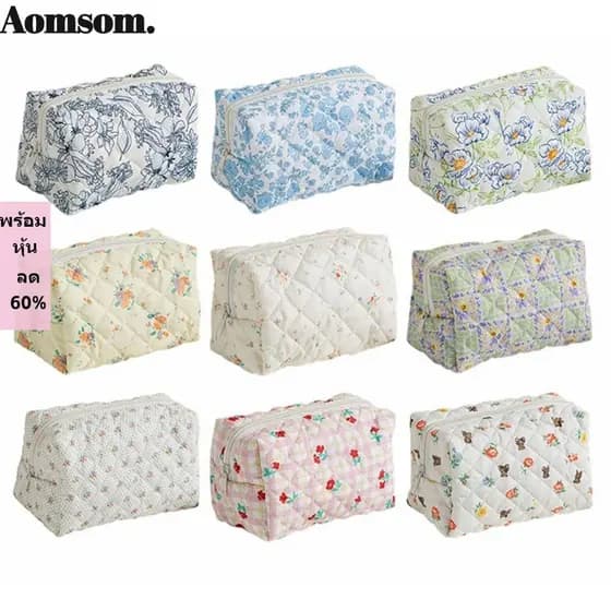 Bolsa De Maquiagem AOMSOM , Cosmética De Grande Capacidade Com Estampa De Flores Higiene Organizadora De Viagem Kawaii