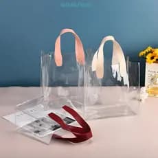 Sacolas De Compras Transparentes AOMSOM , Sacola De PVC Com Alça , Bolsa De Mão Transparente